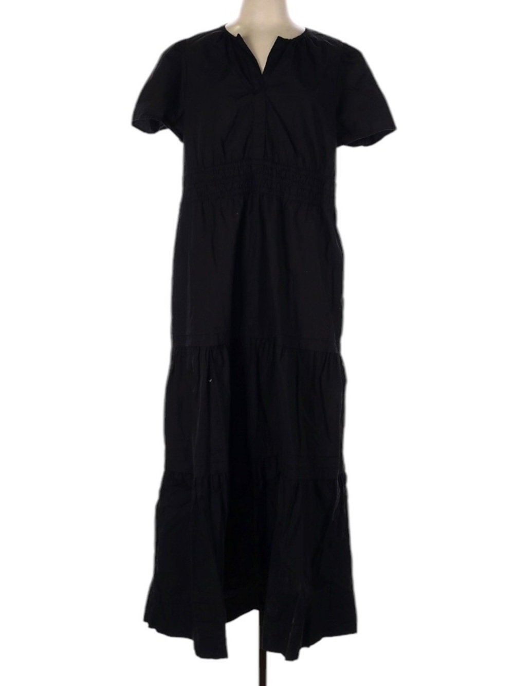 Quince 100% Organic Cotton Tiered Maxi Dress Size 1X Black Wedding Summer Fall - Picture 2 of 7